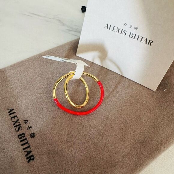 Alexis Bittar Retro Memphis 14K Yellow Goldplated Orbit Ring, Red/Gold, Size 9 N - Picture 5 of 8
